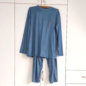 Blue Long Sleeve Pajama Set